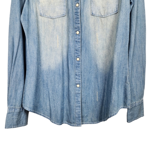 Rock & Roll Cowgirl Panhandle NWT Denim Pearl Snap Western Shirt Women's Medium - Picture 3 of 13